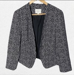 LOFT Ann Taylor Women's Textured Sophisticated Black and White Blazer Size M